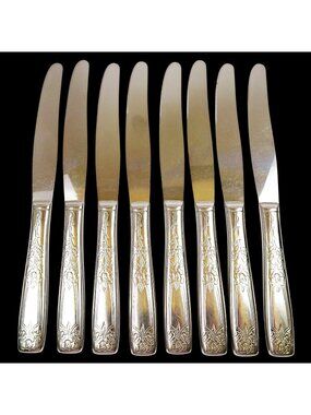 Sears Roebuck Rose Stainless Modern Hollow Knives (Set of 8) 8 5/8" Vintage